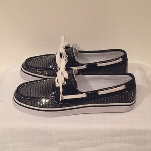 Navy Blue Sequin Loafers by Dexter